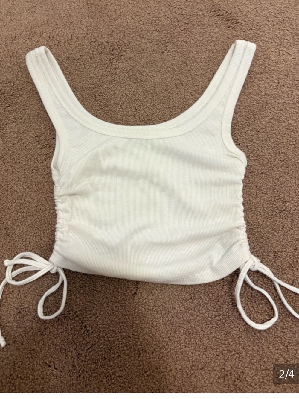 3 for $14 Ardene White Ribbed Side-Drawstring Tank size small